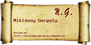 Miklóssy Gergely névjegykártya