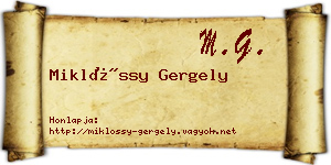 Miklóssy Gergely névjegykártya